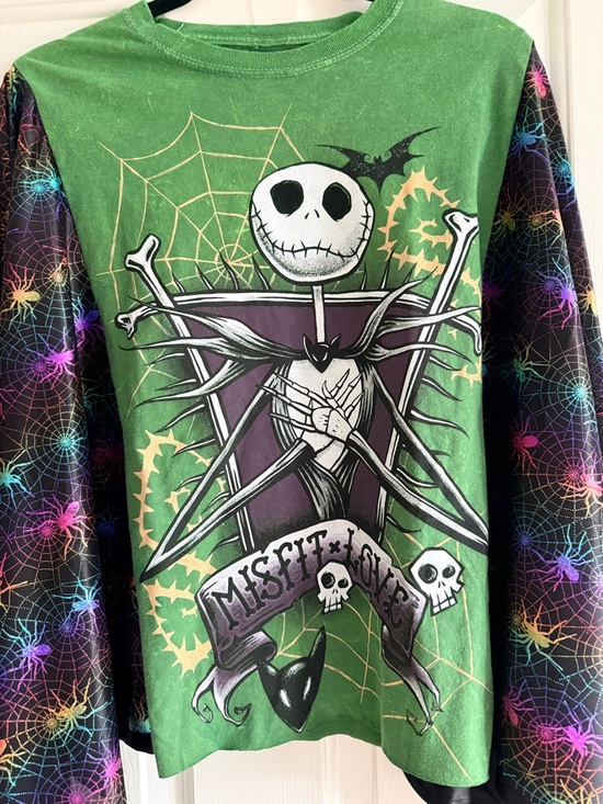 Custom Upcycled Nightmare Before Christmas Kimono Poncho Spider Web Sleeves Top - Picture 4 of 5